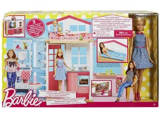 Barbie Casa Glam 2pisos Juego Portatil Muñeca Y Accesorios