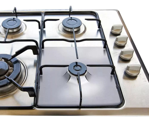 Placa Antiadherente Ignífuga Para Hornalla Pack X4 Color Plateado