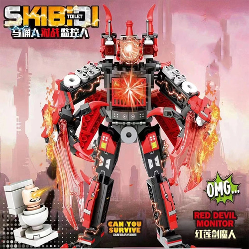 Skibidi Bloques De Construcción Juguetes Ensamblados 473 Red Devil Monitor