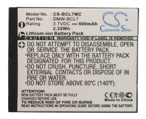 Reemplazo Para Panasonic Lumix Dmc-f5 Dmw-bcl7 Dmw-bcl7e F5k