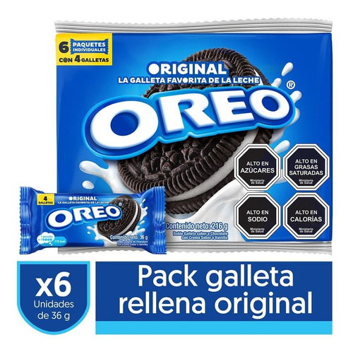 Galletas Oreo® Sabor Original 6 Unidades De 36gr