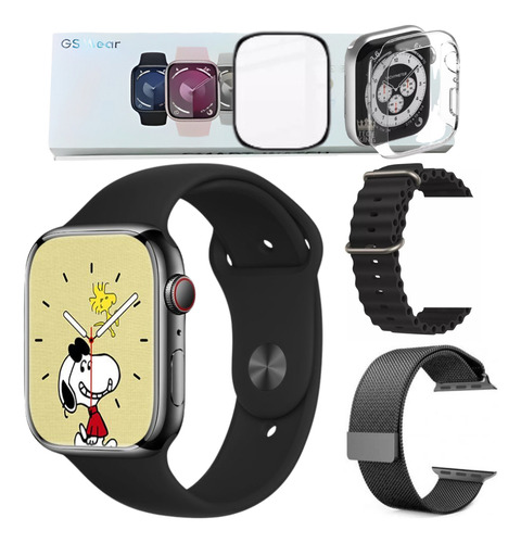 Relógio Smartwatch Gs9 Mini Serie 9 Android Ios Nfc Caixa Preto Pulseira Preto