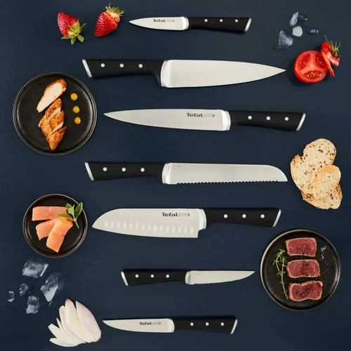 Set 4 Cuchillos Ice Force Tefal Acero Inoxidable Negro