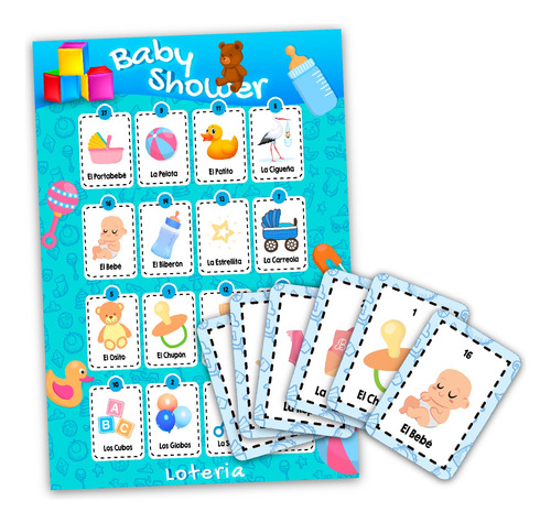 Lotería Baby Shower Niño 200 Tablas Imprimibles Juegos Extra