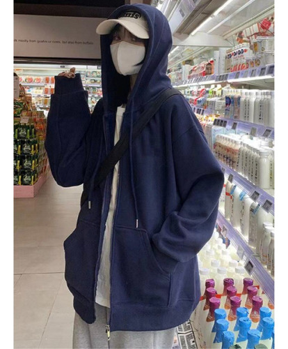 Chaqueta Tipo Sudadera Holgada Con Capucha Para Mujer