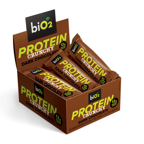 Barra Proteína Vegana Bio2 Crunchy Dark Chocolate 50g Cx 9un