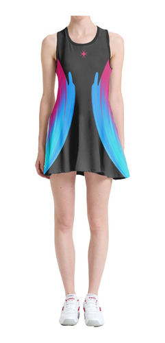 Imagem 3 de 6 de Vestido Beach Tennis C/ Shorts Preto Rosa Beachwear