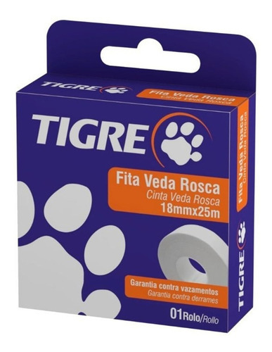 Fita Veda Rosca Para Vedação Teflon Tigre 18mmx25m