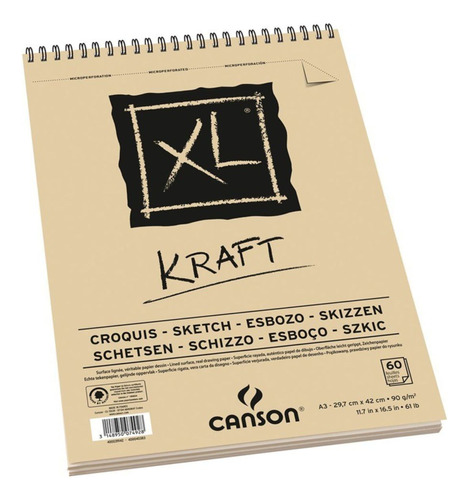 Croquera Dibujo Canson Xl Kraft 90gr A3 (29 X 42 Cm) 60 Hjs