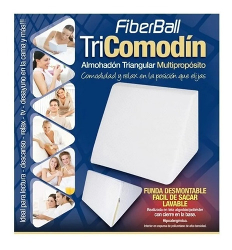 Imagen 3 de 5 de Almohada Triángulo Tricomodin Fiberball Funda Desmont Envios