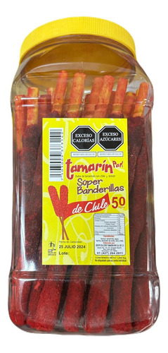 Dulce De Tamarindo Banderillas De Chile Tamarin 50pz