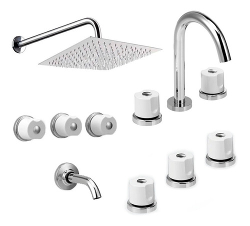 Imagen 1 de 4 de Combo Griferia Set Completo Malba Blanc Peirano Duchon 20x20