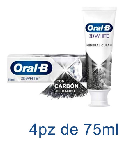 Oral-b Pasta Dental Con Carbón 4pzas De 75 Gr