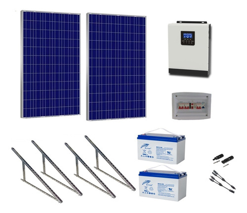 Kit Solar 3300 Wh/dia Con Inversor Cargador 3kva