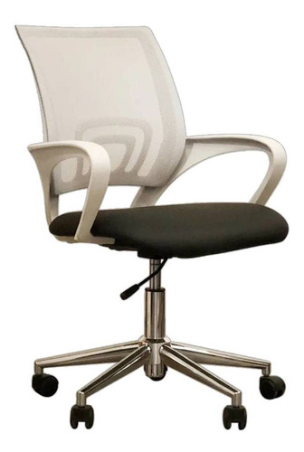 Imagen 1 de 3 de Silla de escritorio Tisera F03 ergonómica  negra y blanca con tapizado de cuero sintético y mesh