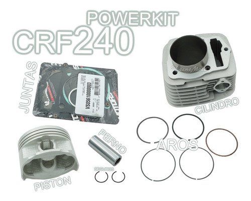 Kit Cilindro Potenciado Powerkit + Kit Piston  Honda Crf240 