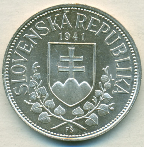 Eslovaquia Moneda Plata Conm. 20 Korum 1941 # 7.1 Sc Escasa