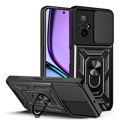 For Realme C67 4g Sliding Cover Hard Stand Armor Back Case .