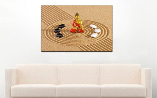 Cuadro Buda Oro Jardín Zen Decoración 86x56 Fotográfia 