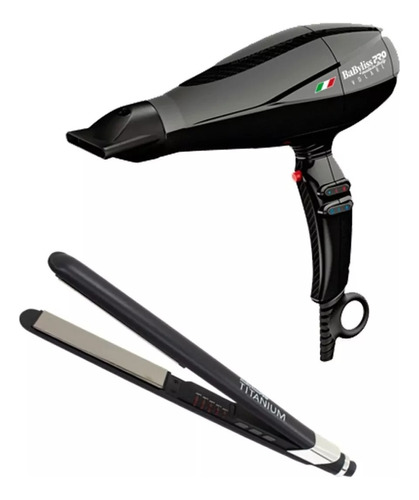 Babyliss Pro Combo Secadora Volare V1 Con Plancha Titanium Color Negro