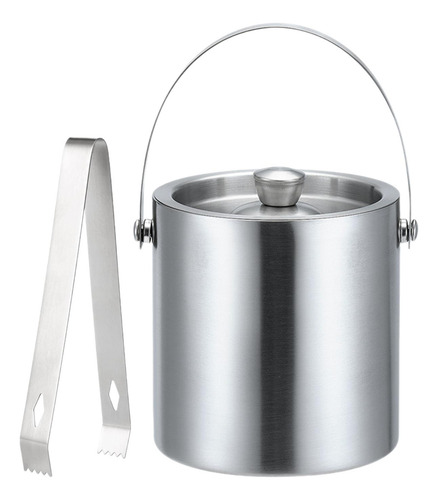 Cubo De Hielo De Acero Inoxidable Con Tapa Y Pinzas Con 2l