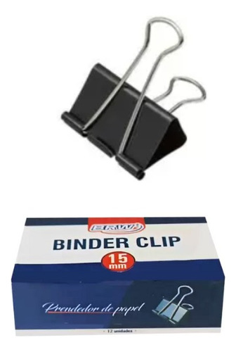 Clipes Preto Binder Brw 15mm Cx 12 Un Prendedor De Papel