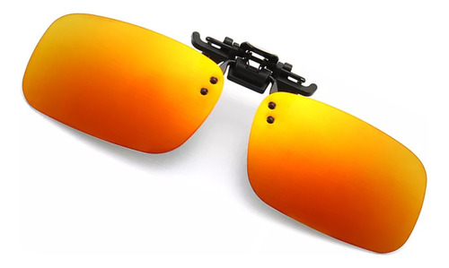 Armação Oculos Sol Clip On Dirigir Pescar Praia Protege Uv Cor Laranja Espelhado Cor da armação Preto Cor da lente Amarela