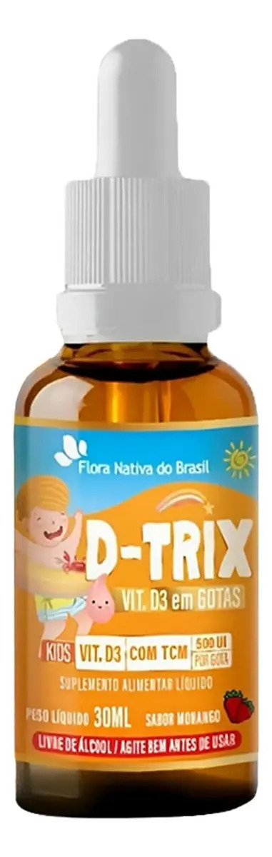Vitamina D D-trix Kids Gotas 30ml Flora Nativa Sabor Morango