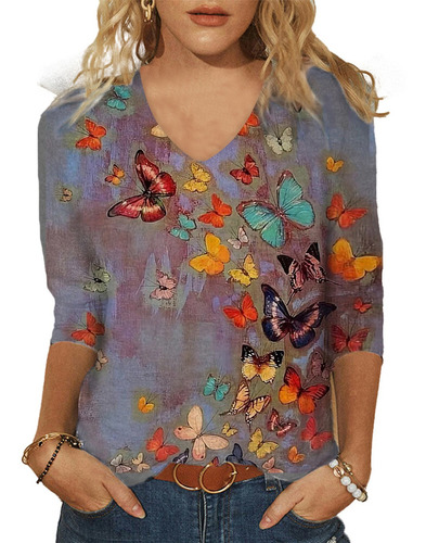 Camiseta Casual Con Estampado De Primavera Para Mujer 7000