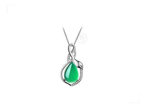 Collar Jade Natural Plata Esterlina 925 By Thi Tur® Drop