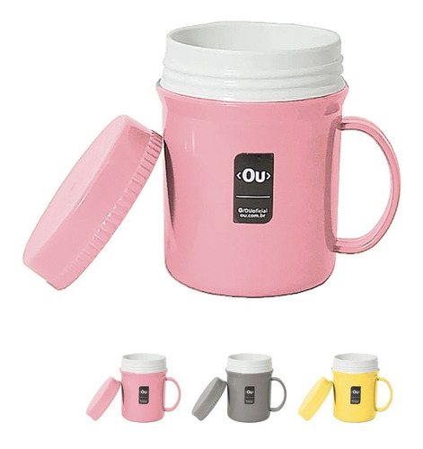 Caneca Térmica 400ml Com Tampa Ou Cor Rosa