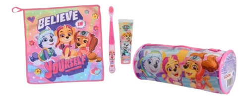 Set Pasta De Dientes 50 Gr + Cepillo + Toalla + Estuche Skye Color Rosa