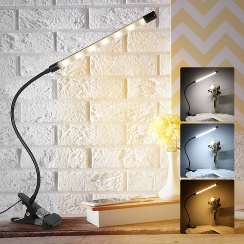 Clip-on Desk Lamp Dimmable Reading Light 3 Lighting Modes