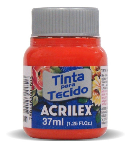 Acrilex Pintura Para Tela Mate 37 Ml Naranja 801 - Mosca