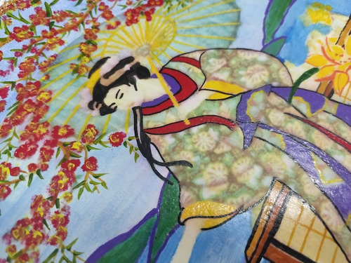 Prato Decorativo De Parede Decoupagem Japonesa2- 29cm (Usado)