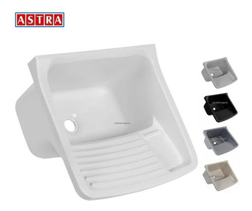 Tanque Plástico 22l Para Lavar Roupas Astra + Kit Instalação Cor Cinza-claro