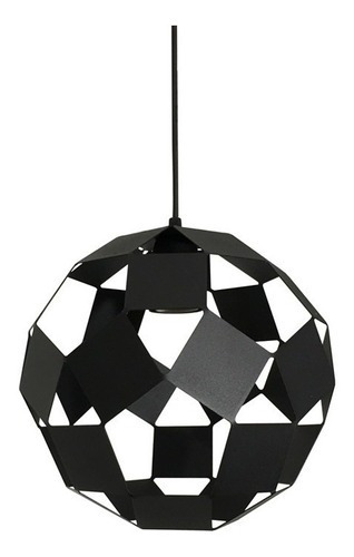 Lampara Colgante Pelota Metalica 26cm Color Negro Apta Led