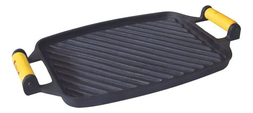 Chapa De Ferro Grill Frisada 24 X 30,5 Cm Alça Madeira RIG0095