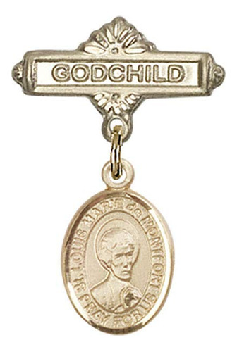 Adge 14kt Gold Badge With St Louis Marie Montfort Charm