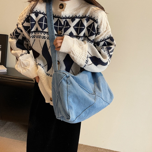 Bolso Retro De Mezclilla Para Mujer Con Correa Ajustable