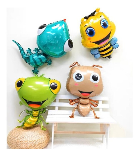 Set Globo Insectos 12 Pcs Grandes Metalicos Abeja Hormiga