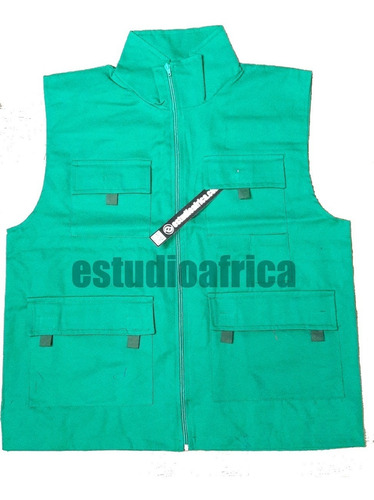 Chaleco Gabardina Liviano Fotografo Cazador Verde Benetton