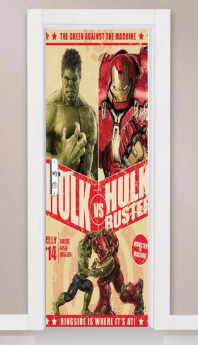 Adesivo Porta Hulk Homem De Ferro Retrô Vintage Exclusividad