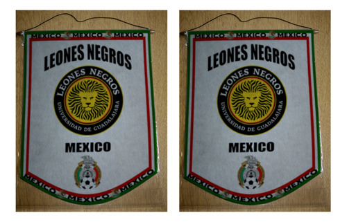 Banderin Grande 40cm Mexico Leones Negros Guadalajara