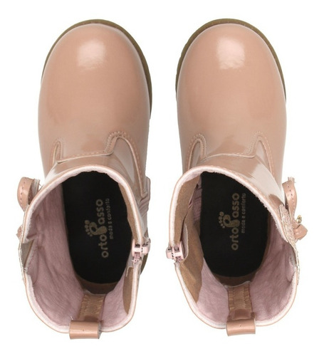 Imagem 3 de 7 de Bota Infantil Ortopasso Love Menina Verniz Rosa