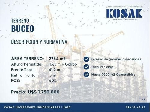 Terreno En Buceo De 2700m2 (ref: Ksk-807)