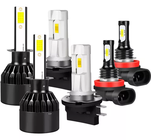 Bombillas halógenas LED H1 para faros delanteros, 6000 K, luz de haz alto y  bajo, 100 W, ultra blanco
