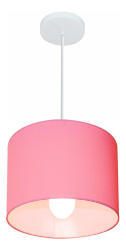 Lustre Pendente 4054 Cúpula Tecido Ø30x21 Rosa Bebe