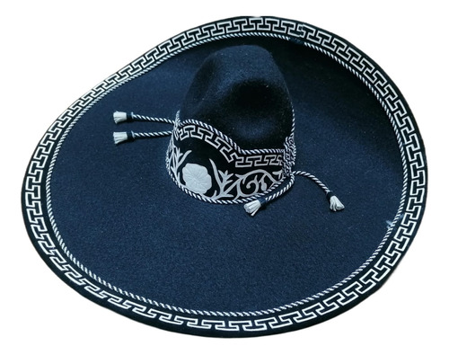 Sombrero Charro Negro Blanco Flores Profesional Mariachi Fin