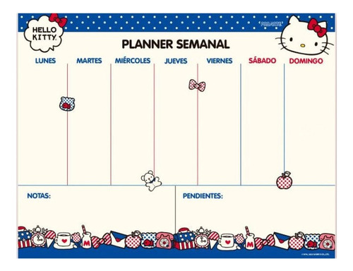 Planificador Semana Planner Organizador Hello Kitty Original